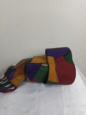 Vintage Hamdmade Colorblock Patchwork Leather Belt